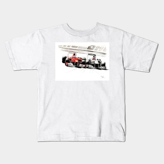 Michael Schumacher vs  Fernando Alonso Kids T-Shirt by oleynik